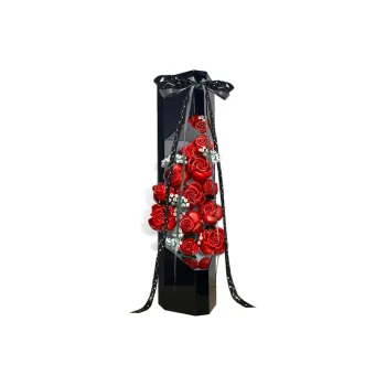 KGBOX For Building Block Rose Bouquet Preserved Flower Acrylic Figure Display Case Model Accessories