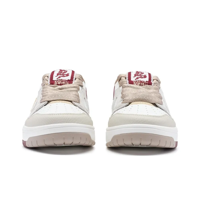 XTEP New Year Collection Slip Resistant Low Top Skateboard Shoes Men's White Gray Brown-4