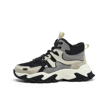 JEEP SPIRIT Cushioned Anti Slip Wear Resistant Lightweight Warm High Top Outdoor Athletic Shoes Men's Black Gray