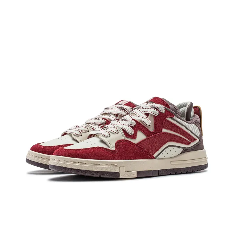 LINING Wei Wu PRO Skateboard Shoes Women's Low Top Cream White/Maroon-2