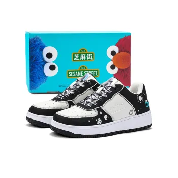 SESAME STREET Skateboard Shoes Unisex Low Top Black Plum/Moonlight Blue/Strawberry Red/Litchi White