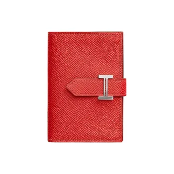HERMES Bearn Epsom Calfskin Card Holder Women's Field Orange