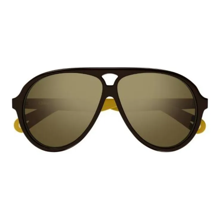 Chloe Recycled Acetate Aviator Sunglasses Men's Brown-1