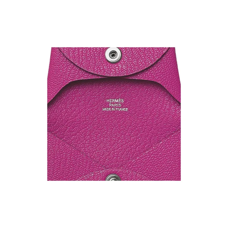 HERMES Bastia Mysore Goat Skin Coin Purses Wallets Women's 9I Magnolia Pink-2