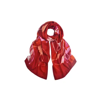 MARJAKURKI Red Scarf Atmosphere Thin Twilight Greeting Card Elegance Women's