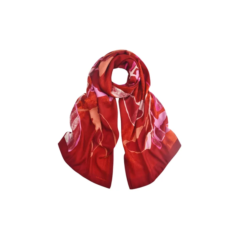 MARJAKURKI Red Scarf Atmosphere Thin Twilight Greeting Card Elegance Women's-0