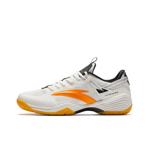 Anta Cushioning Wear-Resistant Low-Top Badminton Shoes Men's Black White Yellow