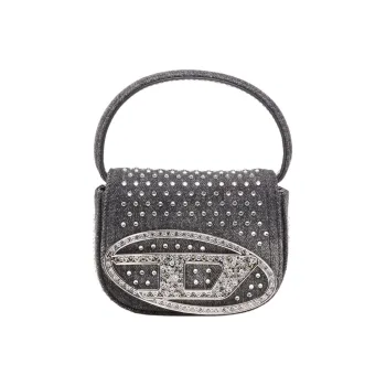 DIESEL Cotton With Cow Leather Shoulder Bag Crossbody Bag Handbag Extra Small Women's Black
