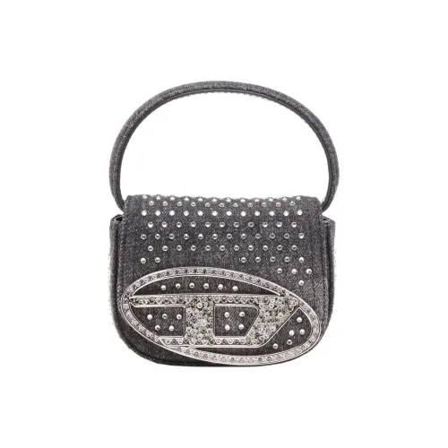 DIESEL Cotton With Cow Leather Shoulder Bag Crossbody Bag Handbag Extra Small Women's Black