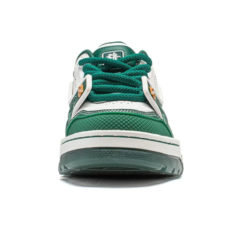 LiNing 001 BTC MEGA Slip-Resistant Cushioning Wear-Resistant Support Low-Top Skateboard Shoes Women's White Green-4