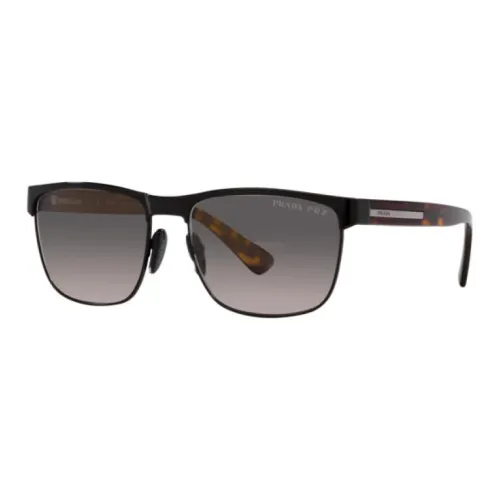 PRADA Metal Acetyl Rectangular Sunglasses Men's Tortoiseshell