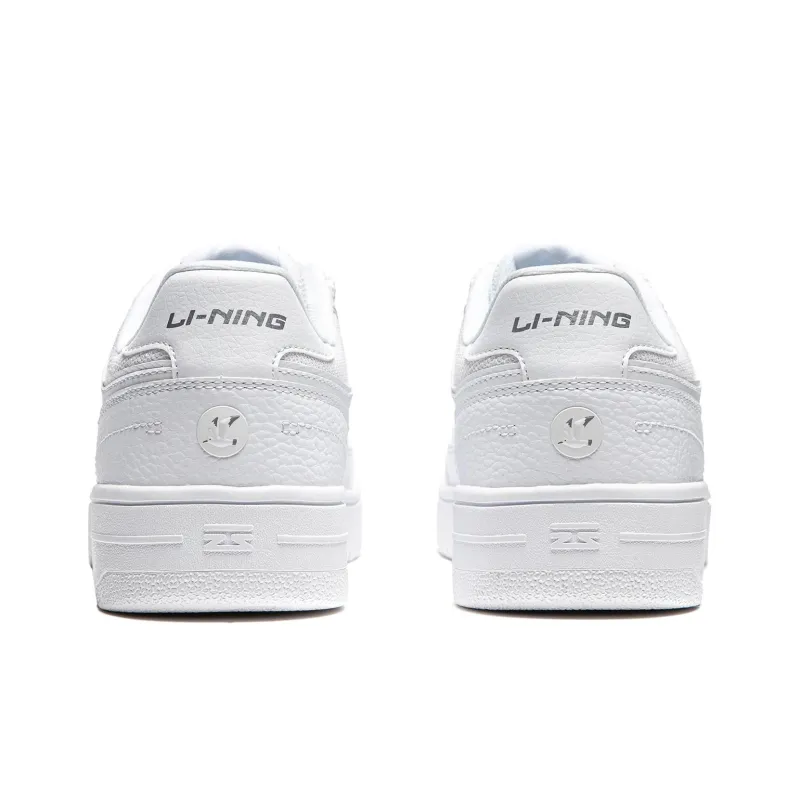 LiNing Tianji Anti Slip And Wear Resistant Height Increasing Low Top Skateboard Shoes Women's Standard White-5