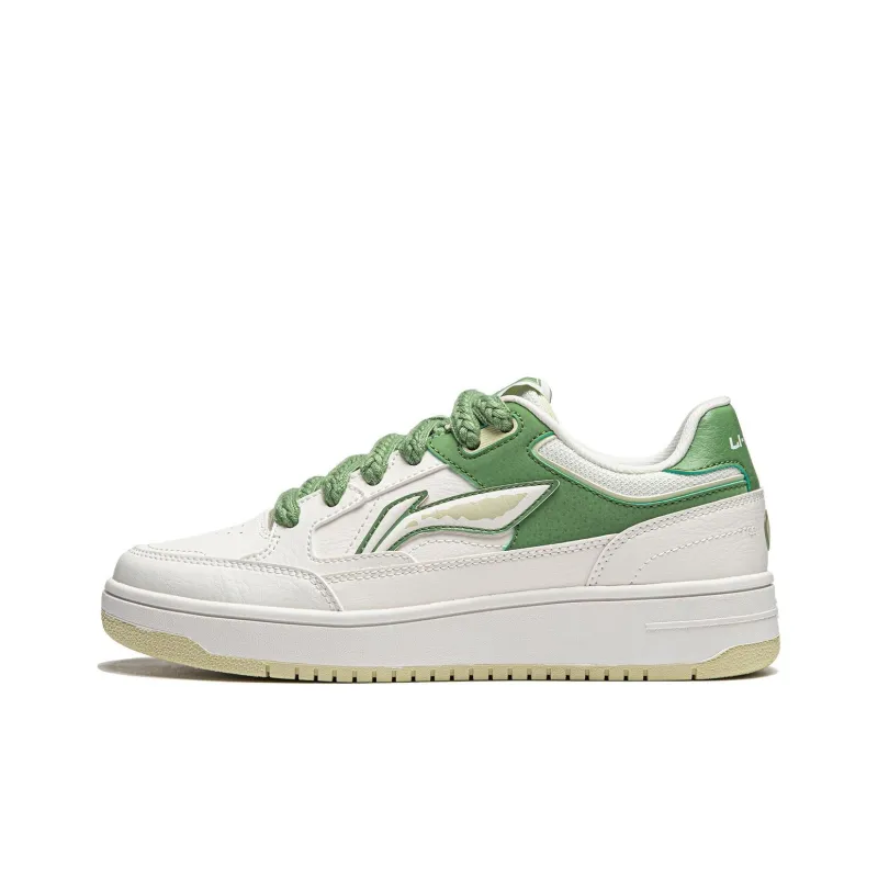 LiNing Tianji Slip Resistant, Abrasion Resistant, Lightweight, Breathable Low Top Skateboard Shoes Women's White Green-0