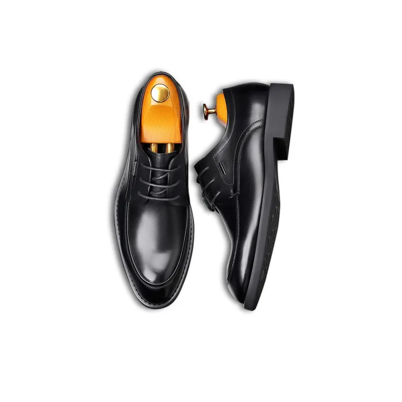 GZZ Dress Shoes Men Low Top Black-2