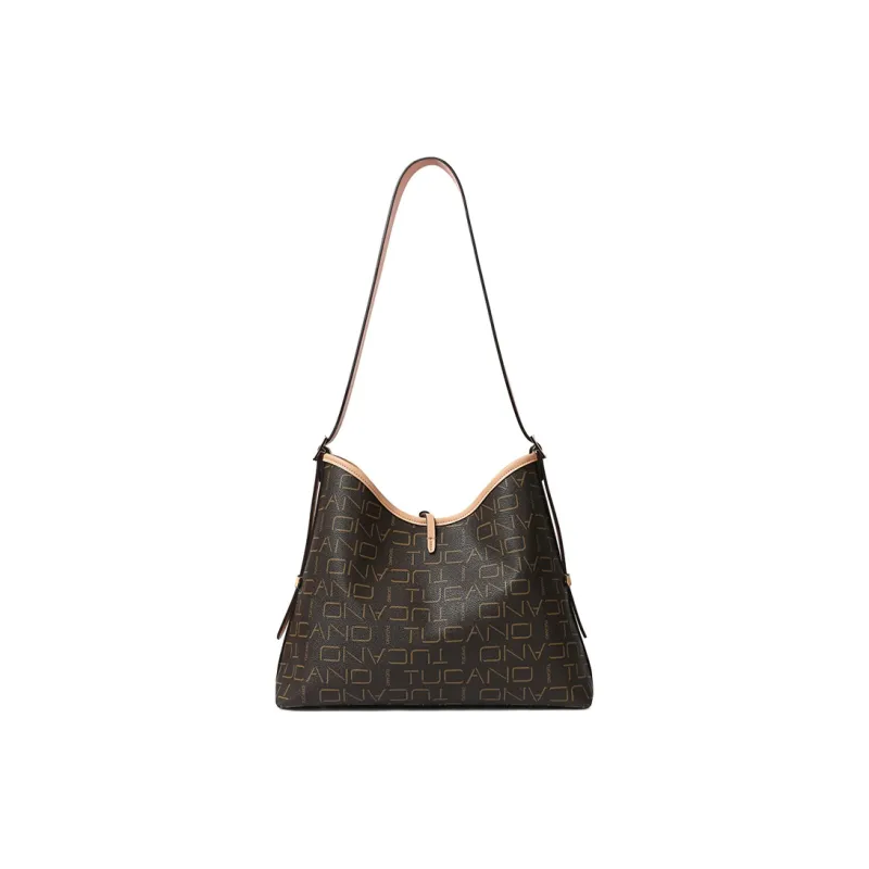 TUCANO PU & PVC Tote Bag, Shopping Bag, Crossbody Bag, Shoulder Bag Regular Women's Coffee/Khaki Brown-2