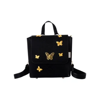 Puui PU Leather Backpack Handbag Regular Women's Black