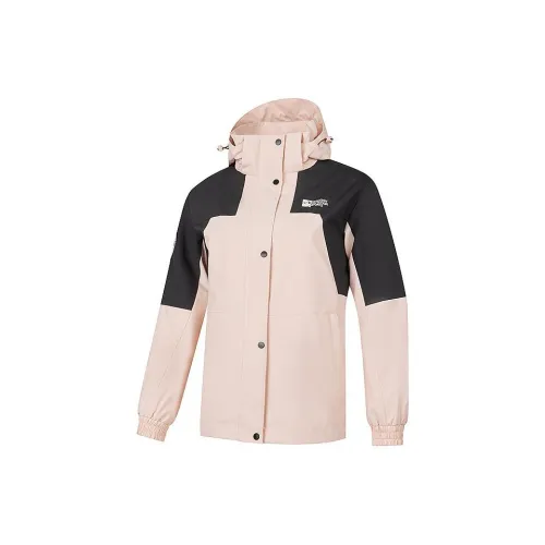 QIAODAN Trench Coats Women's Ceramic Gray Pink/Black