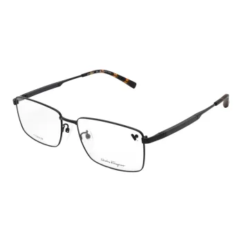 FERRAGAMO Plate Frame Metal Irregular Shape Eyeglass Frames Unisex Black