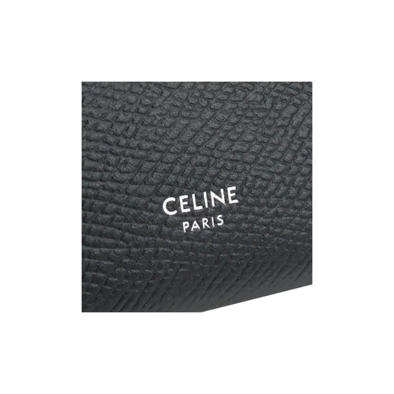 CELINE Calfskin Business Card Holder Card Case Men's Black-4