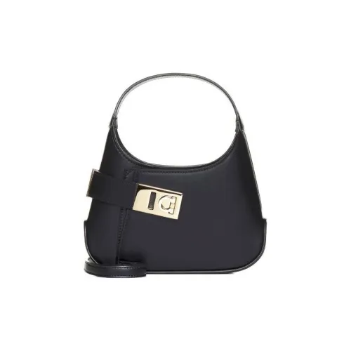 FERRAGAMO Laminated Calfskin Crossbody Bag, Shoulder Bag Mini Women's Black