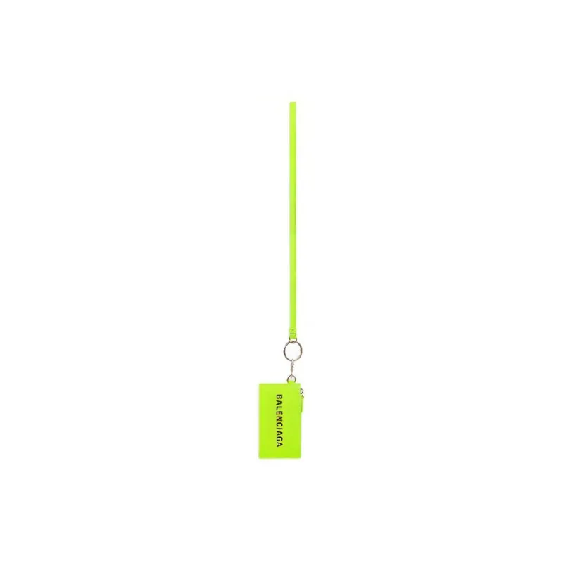 Balenciaga Cash Textured Calfskin Card Holder Women's Fluorescent Yellow-1
