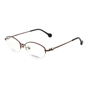 FERRAGAMO Plate Frame Metal Irregular Shape Eyeglass Frames Unisex Brown