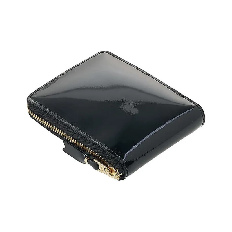 CDG Patent Leather Calfskin Wallet Women's Black-4