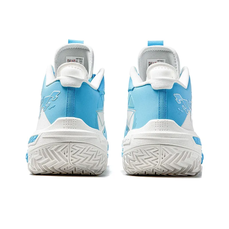 LiNing Shudder Cushioning Slip Resistant Lightweight Rebound High Top Basketball Shoes Men's Blue White-4