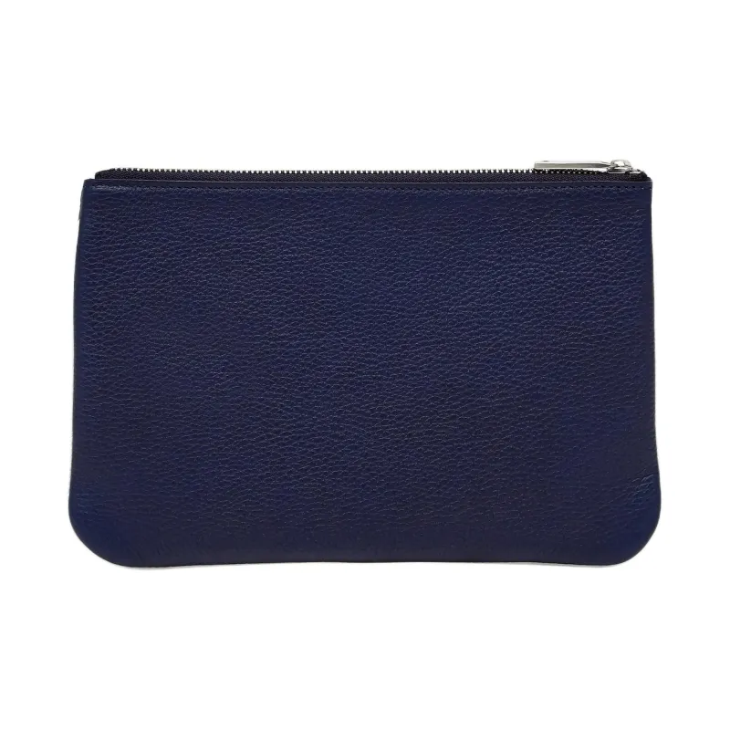 FERRAGAMO Calfskin Clutch Men's Optical White & Midnight Blue-1