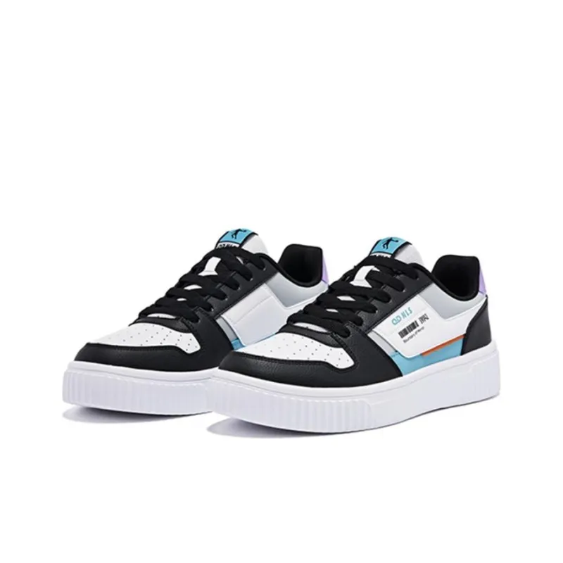 QIAODAN Slip Resistant Shock Absorbers Low Top Skateboard Shoes Men's Black Gray-2