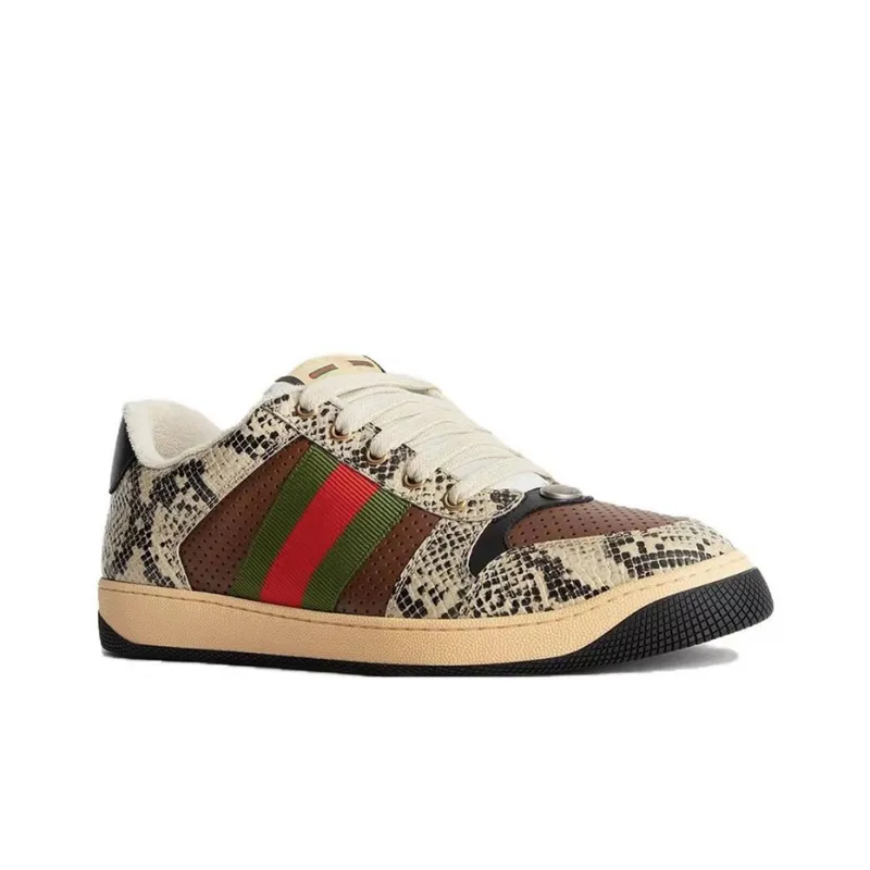 GUCCI Screener Distressed Shoes Low Top Skateboard Shoes Women's Multicolor-1