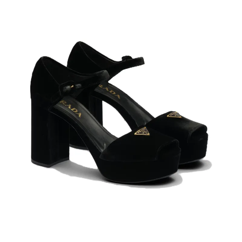 PRADA PLATEAU 95 PLATFORM HEEL SANDAL VELVET-2