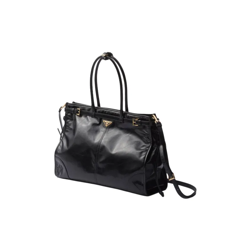 PRADA Soft Leather Shoulder Bag, Crossbody Bag, Handbag Tubas Women's Black-1