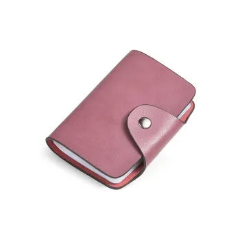AUGTARLION Cow Leather Card Holder Document Wallet Regular Women's Black/Pink