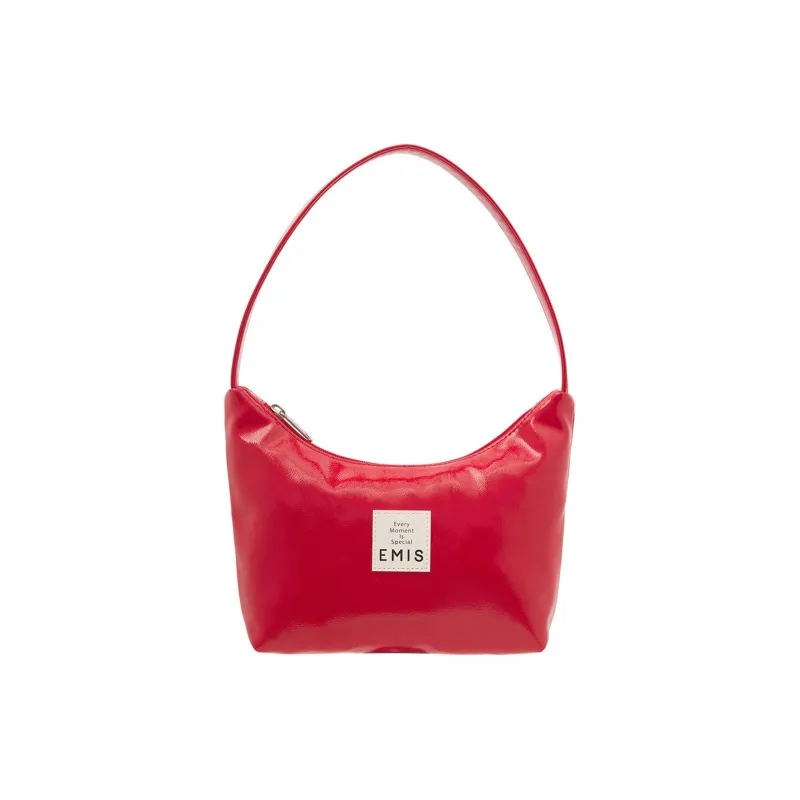 Emis Polyurethane Hobo Bag, One Shoulder Handbag Women's Red-0