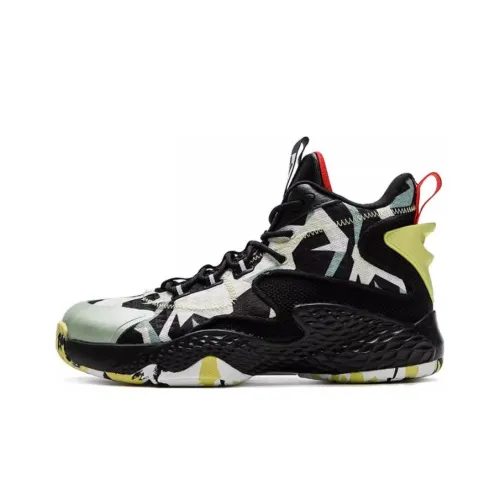 QIAODAN Cushioning Anti Slip And Wear Resistant jacket Top Basketball Shoes Men's Black Green
