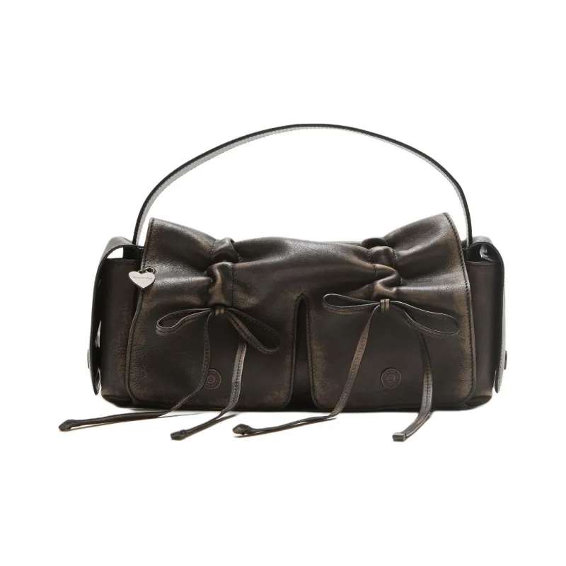 Acne Studios Calfskin Handbag Women's Black & Beige-0