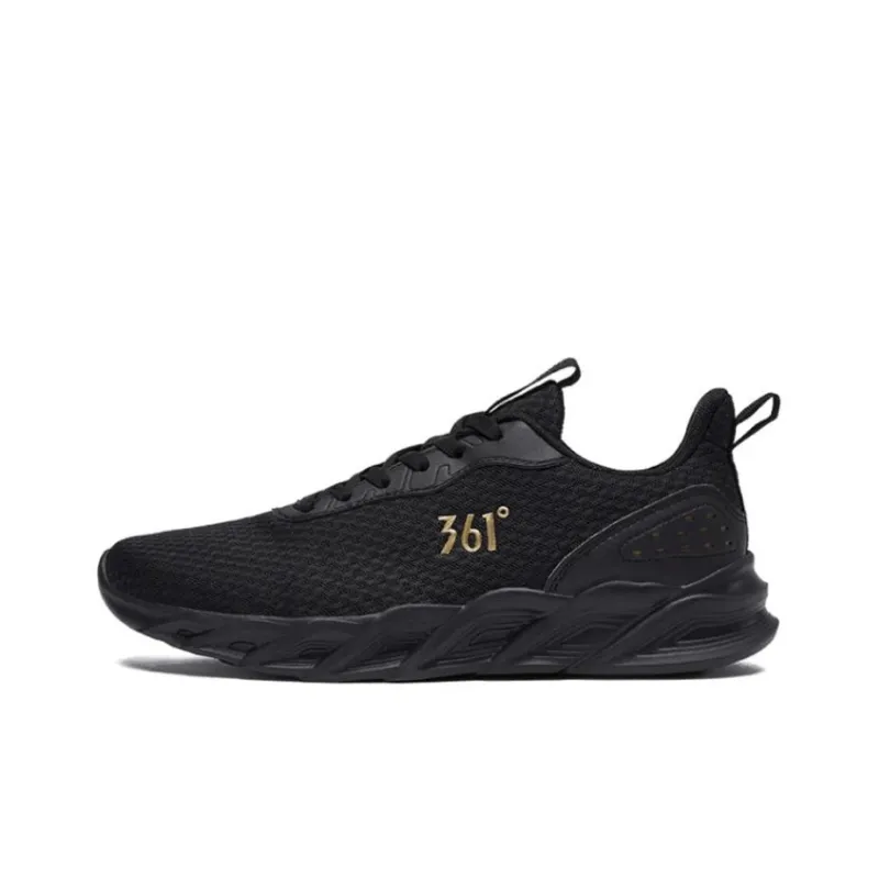 361° Cushioning, Wear Resistant Low Top Running Shoes Men's Obsidian Black Crown Gold-0