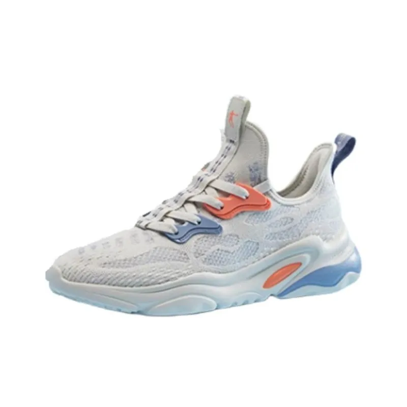 QIAODAN Durable Breathable Low Top Running Shoes Men's White Orange-0