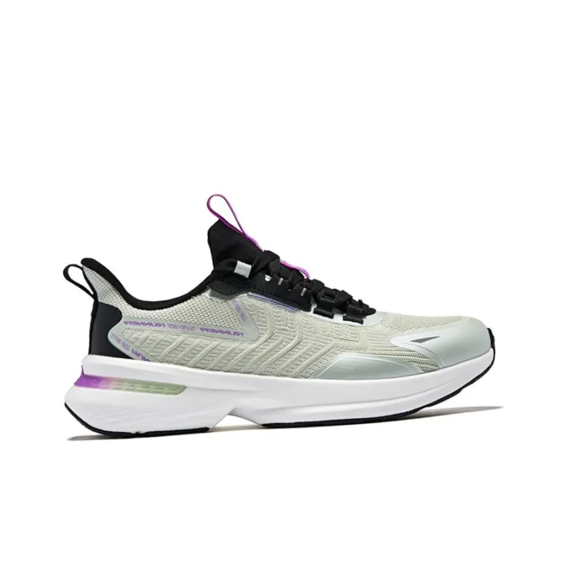 QIAODAN Swift Cushioned Slip-Resistant Low-Top Running Shoes Men's Gray Purple-1