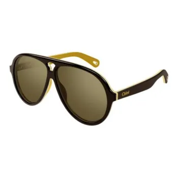 Chloe Recycled Acetate Aviator Sunglasses Men's Brown
