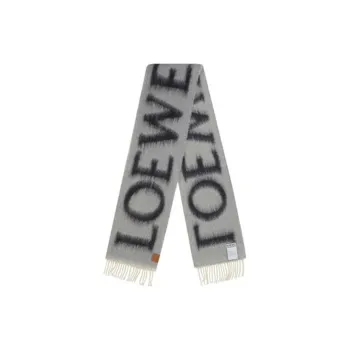 LOEWE Logo Intarsia Fringed Scarf