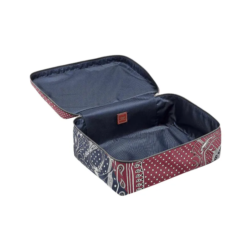 HERMES Travelsilk Silk Storage Bag Small Size Women's Burgundy & Marine Blue-1
