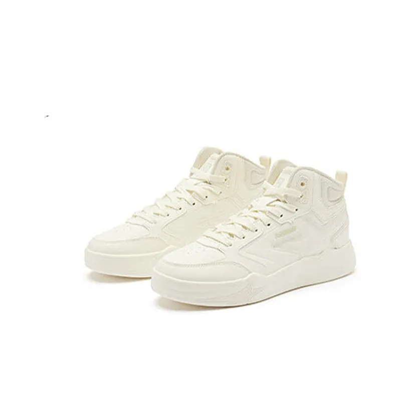 QIAODAN Star Peak HI Anti Slip Wear Resistant Mid Top Skateboard Shoes Women's White-2