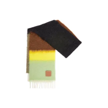 LOEWE Logo Patch Fringed Scarf