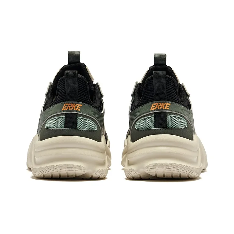 Erke Clouds Wear-Resistant Slip-Resistant Low-Top Casual Shoes Men's Jet Black Iron Gray-3