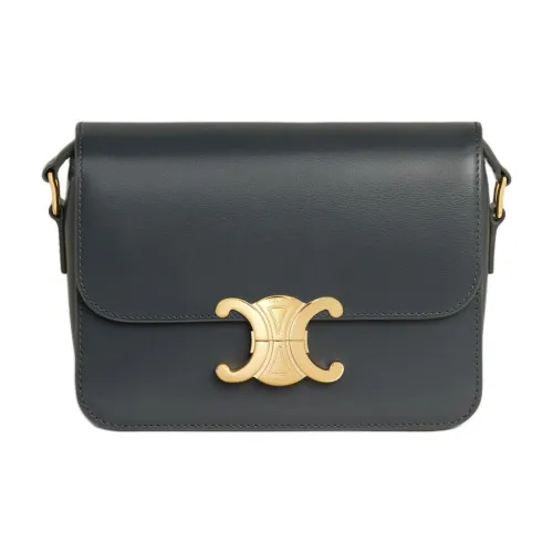 CELINE Triomphe Arc De Triomphe Cow Leather Tofu Bag, Crossbody Bag, Shoulder Bag Women's Stone Gray