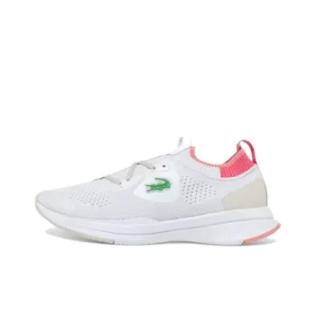 LACOSTE Wear Resistant Slip Resistant Low Top Casual Shoes Women's White Pink
