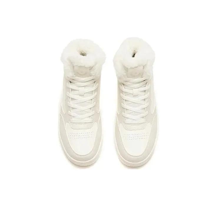 Anta Warm Anti Slip And Wear Resistant High Top Skateboard Shoes Women's White Gray-3