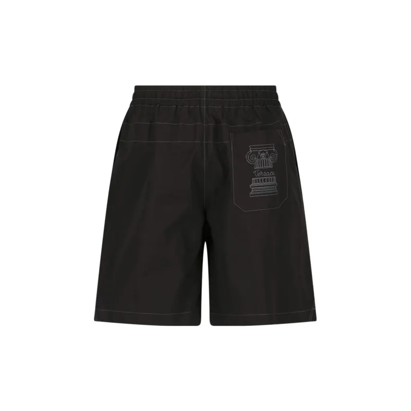 VERSACE La Colonna Embroidered Track Shorts-1